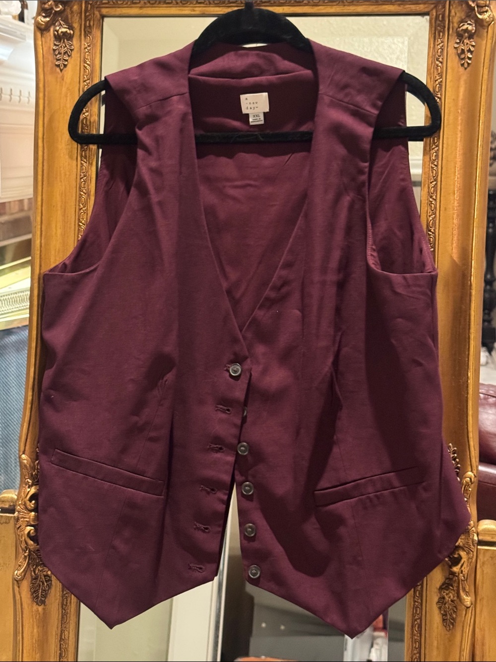 A new day Sleeveless Button Front Women's Vest in Deep Plum